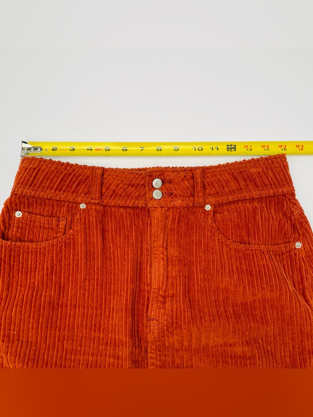 BDG Rust Burnt Orange Corduroy Zip Pocket Fall Autumn Casual Mini Skirt | Medium - Picture 7 of 8